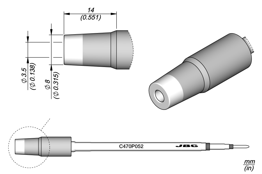 C470P052 - Pin / Connector Cartridge Ø 3.5